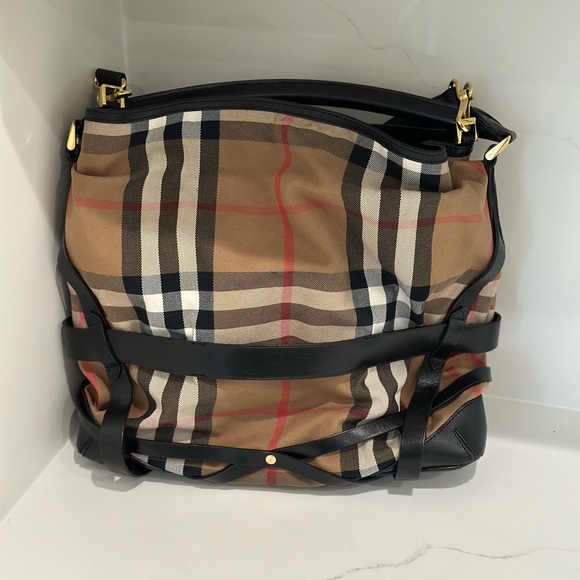 Burberry Bridle Whipstitch House Check Large Gosford Shoulder Hobo Bag - Picture 4 of 11